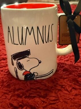 Rae Dunn x Peanuts Snoopy Alumnus Mug - White Exterior with Orange Interior